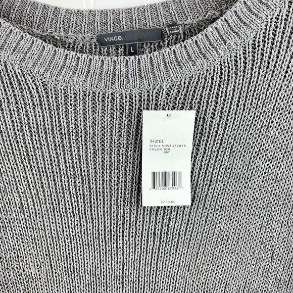 Vince NWT Open Knit Grey Sweater Top - Short Batwing Sleeve - Size L Large - Picture 3 of 7